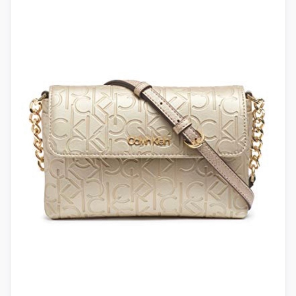 Calvin Klein Flap Chain Metallic Crossbody Bag